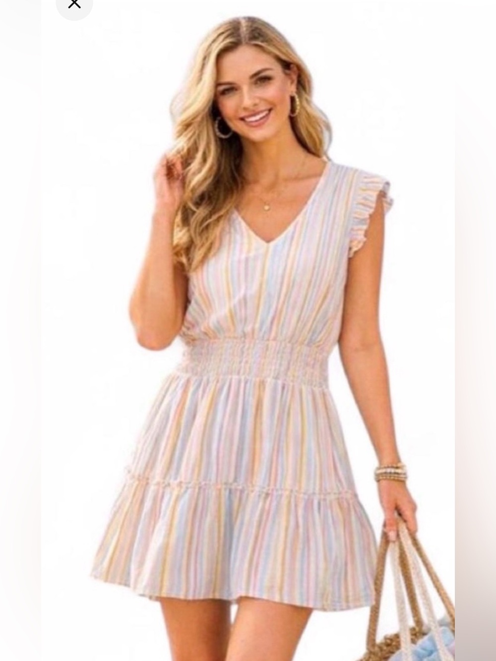 Vineyard Vines Performance Harbor Multi-Stripe Smocked Dress Sz Xs